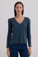 Hoss Intropia Monserrat. Camiseta efecto lavado Azul