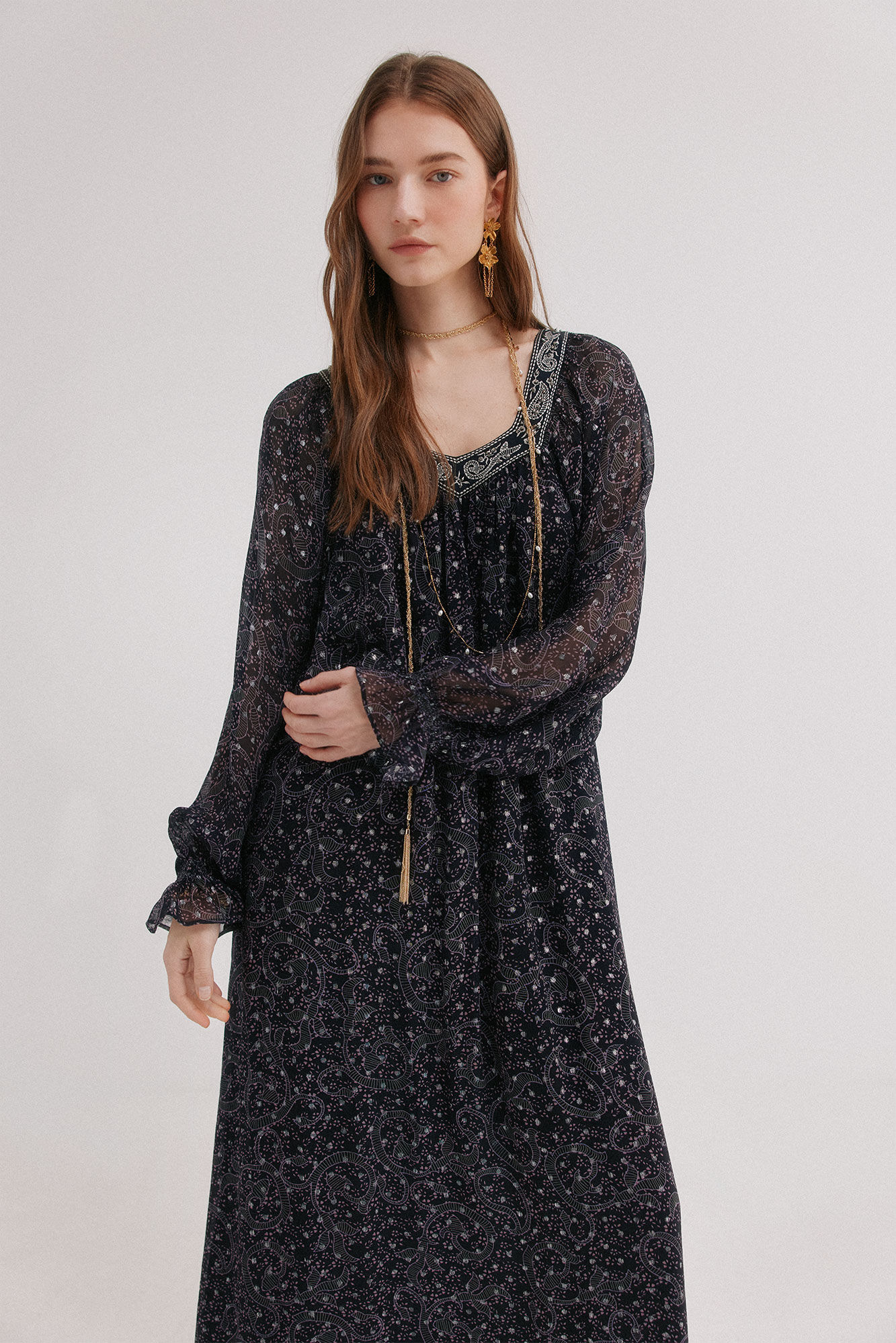 Hoss Intropia Aitana. Vestido com bordado Preto