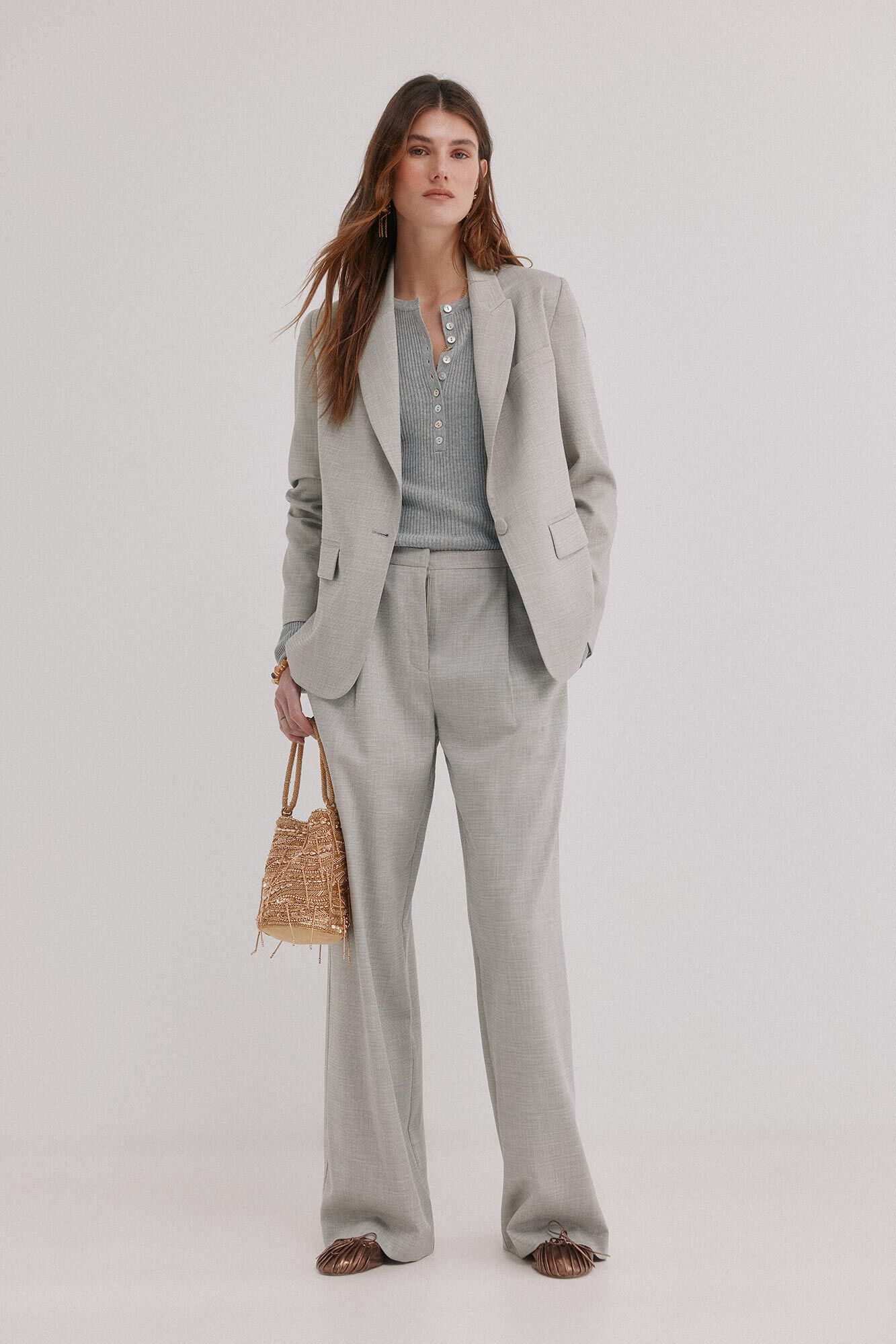 Hoss Intropia Eug&egrave;ne. Blazer cierre cruzado Gris