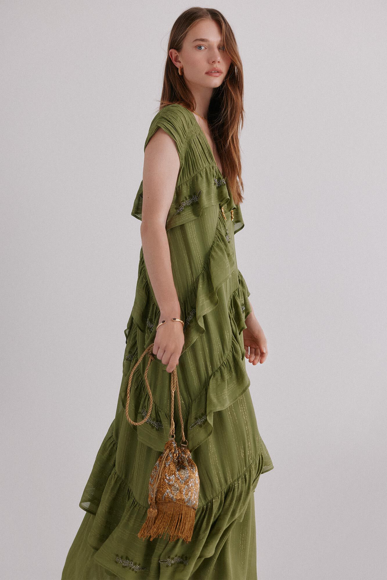 Hoss Intropia Ad&egrave;le. Vestido bordado Verde