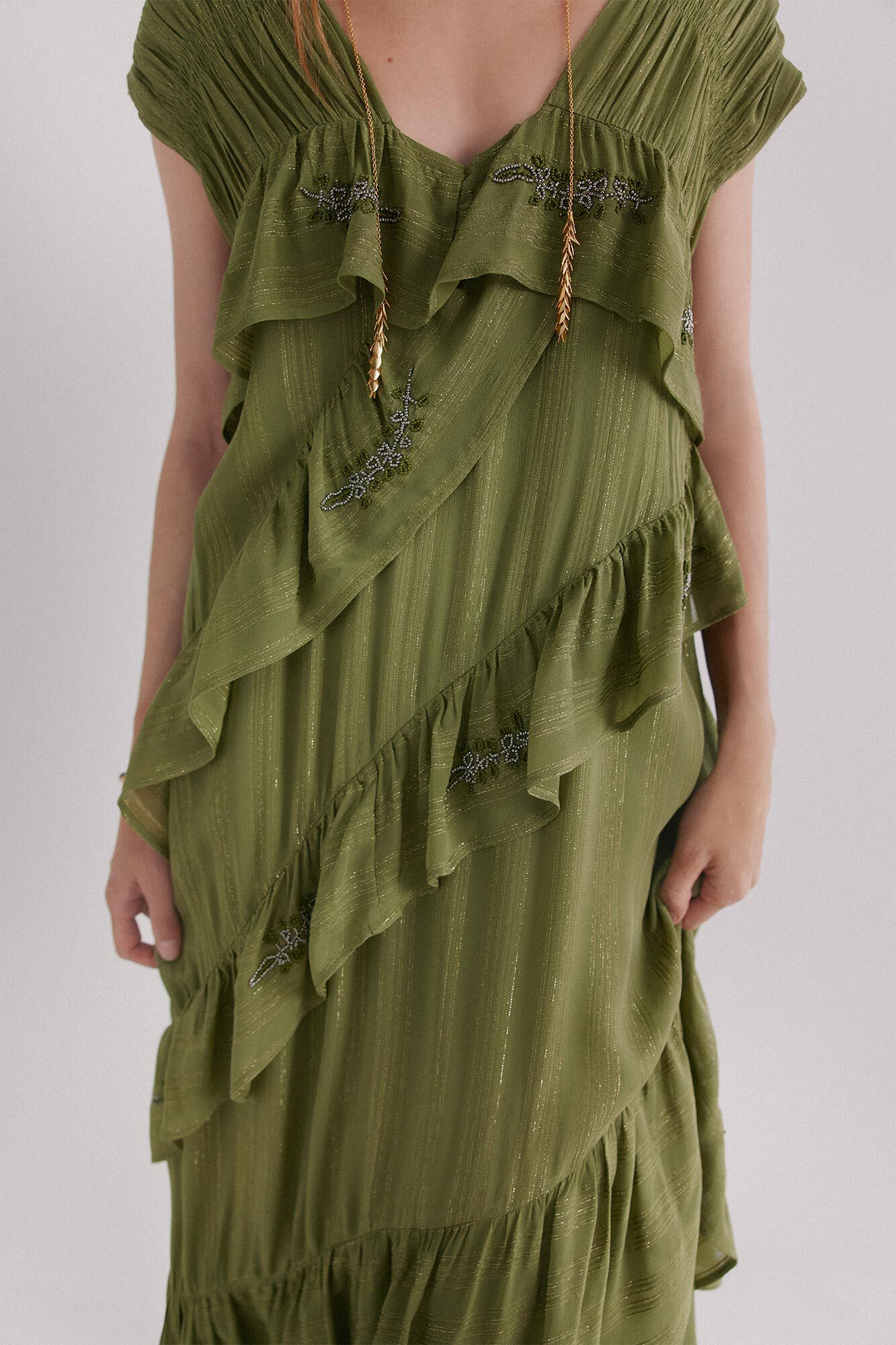 Hoss Intropia Ad&egrave;le. Vestido bordado Verde