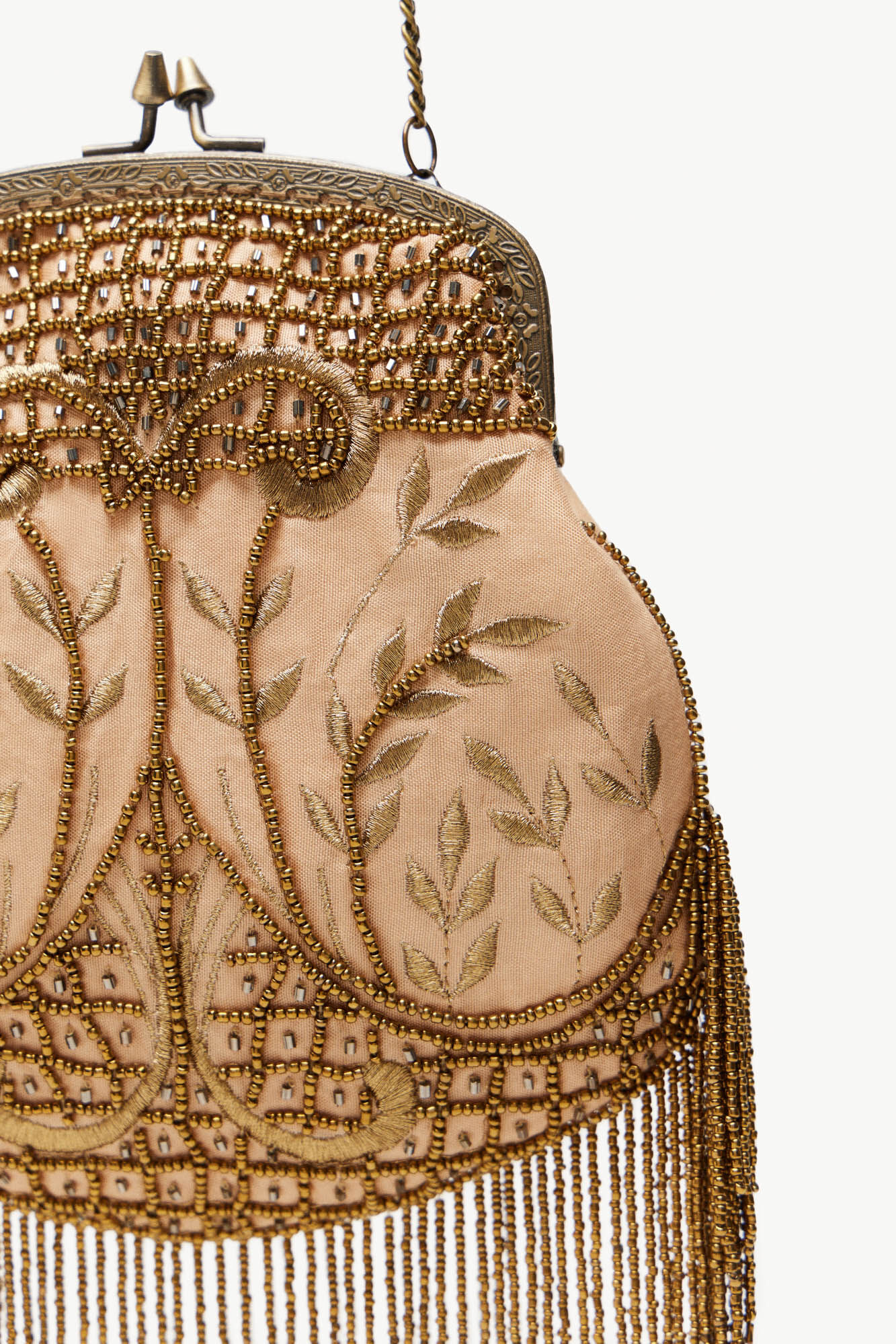 Hoss Intropia Mariana. Bolso boquilla y abalorios Dorado