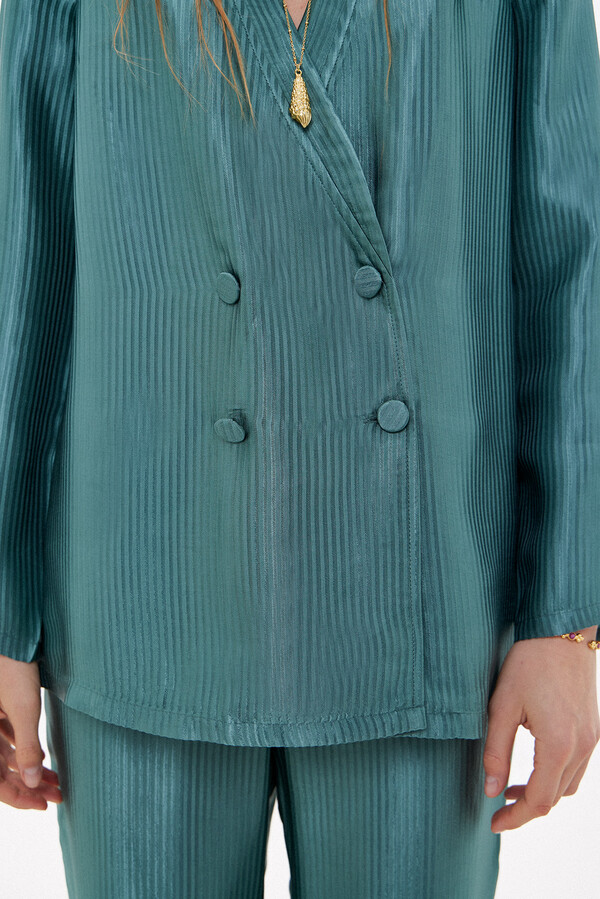 Hoss Intropia Cara. Striped jacquard blazer Green
