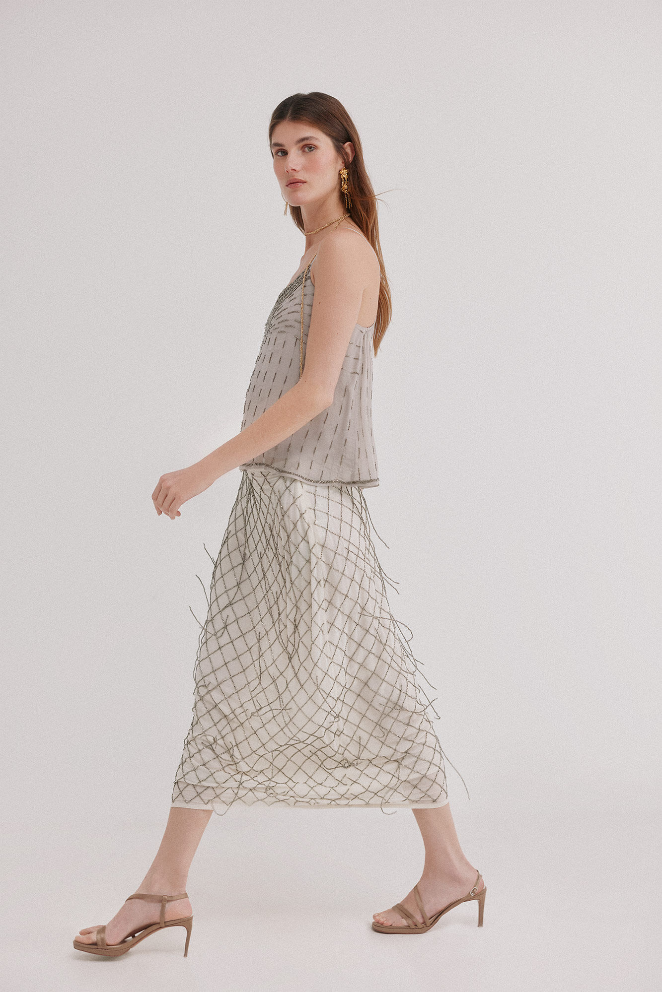 Hoss Intropia Ren&eacute;e. Falda bordada Blanco