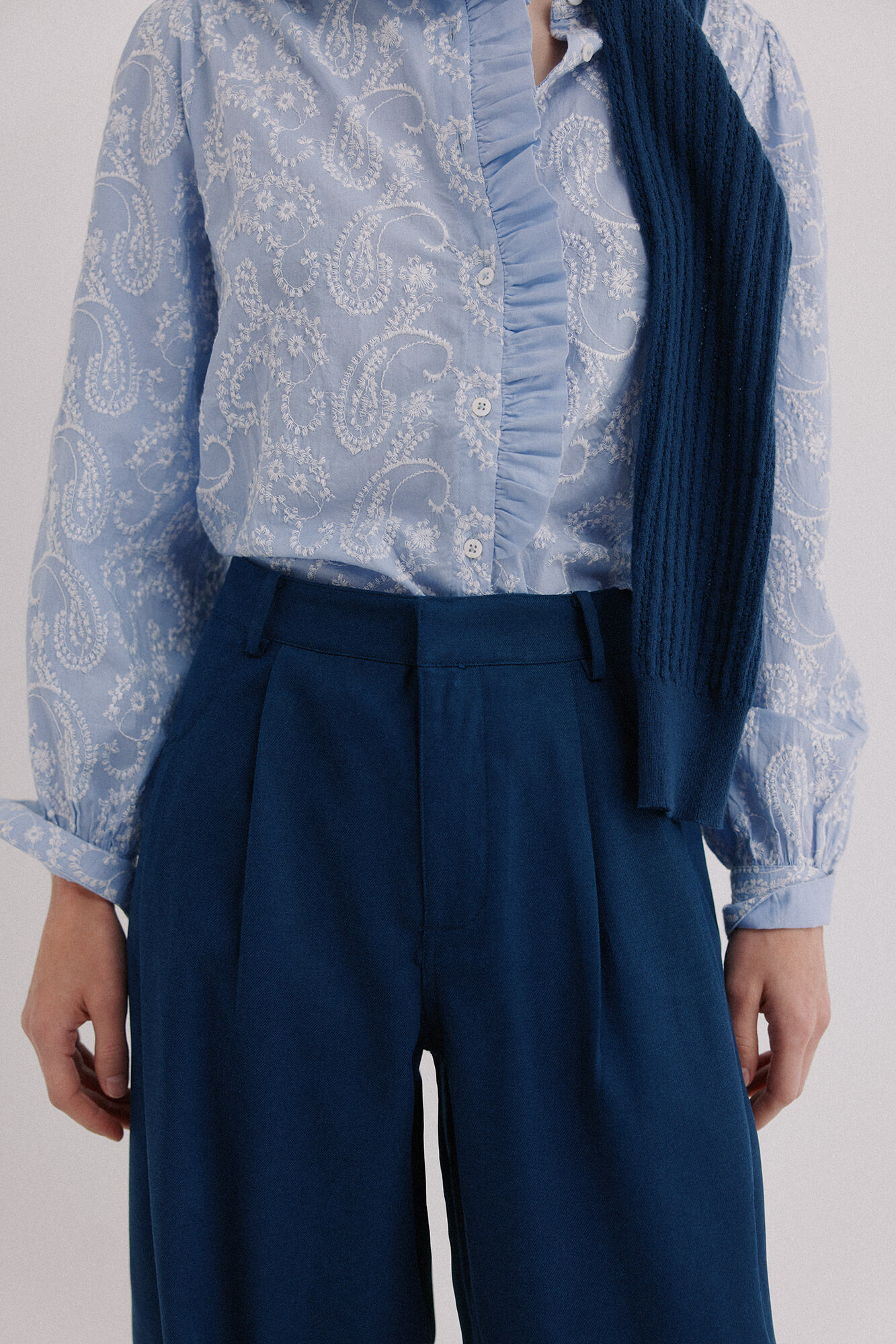Hoss Intropia Petra. Pantalones corte ancho Azul marino