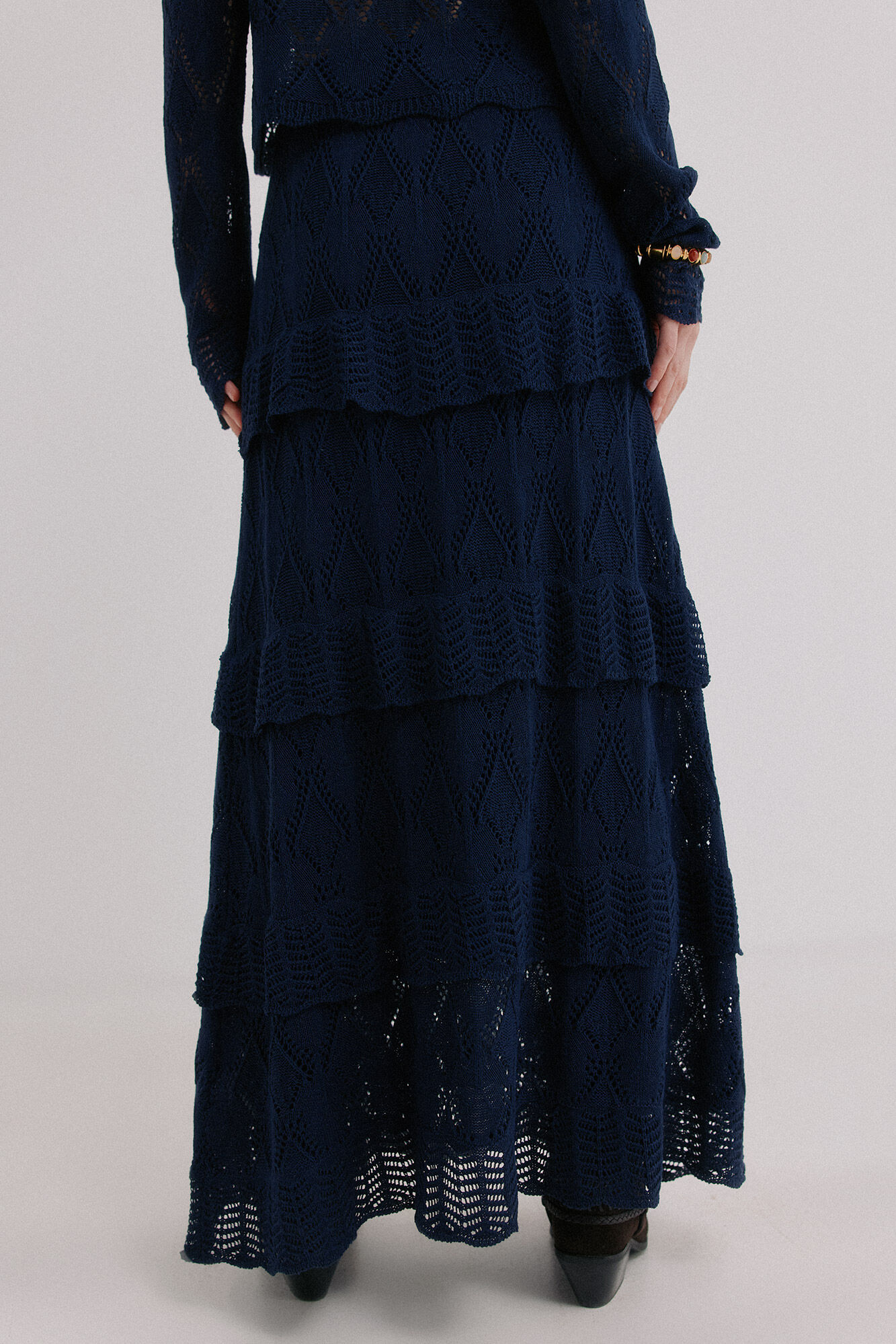 Hoss Intropia Renata. Falda midi tricot Azul marino
