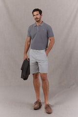 OOTO Washed piqu&eacute; polo shirt with embroidered plane Grey