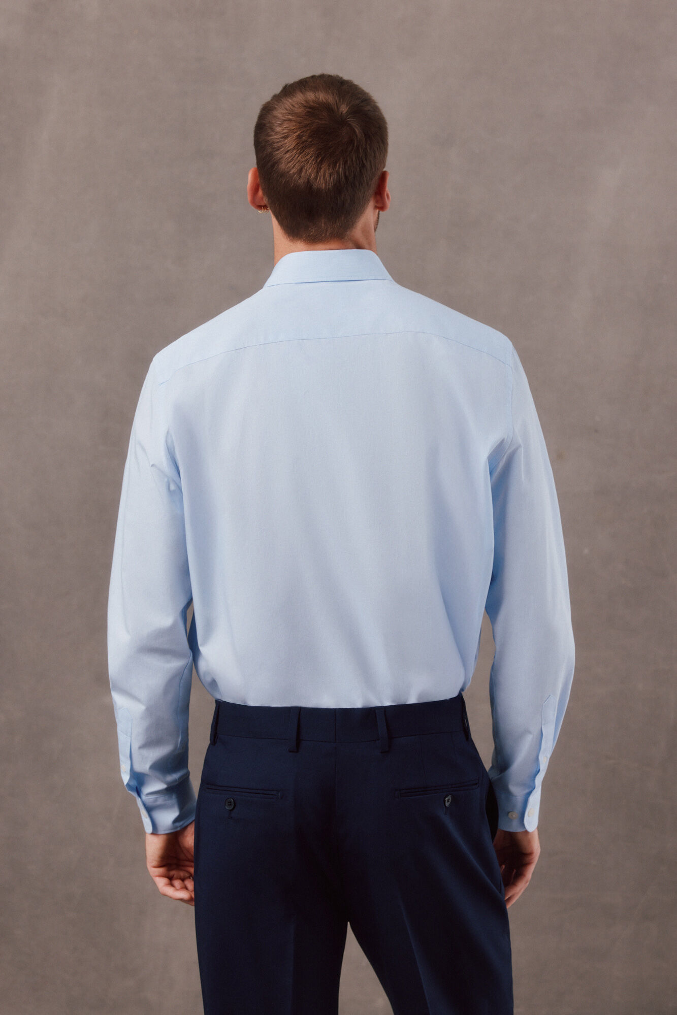 OOTO Camisa aos quadrados Easy Iron Azul