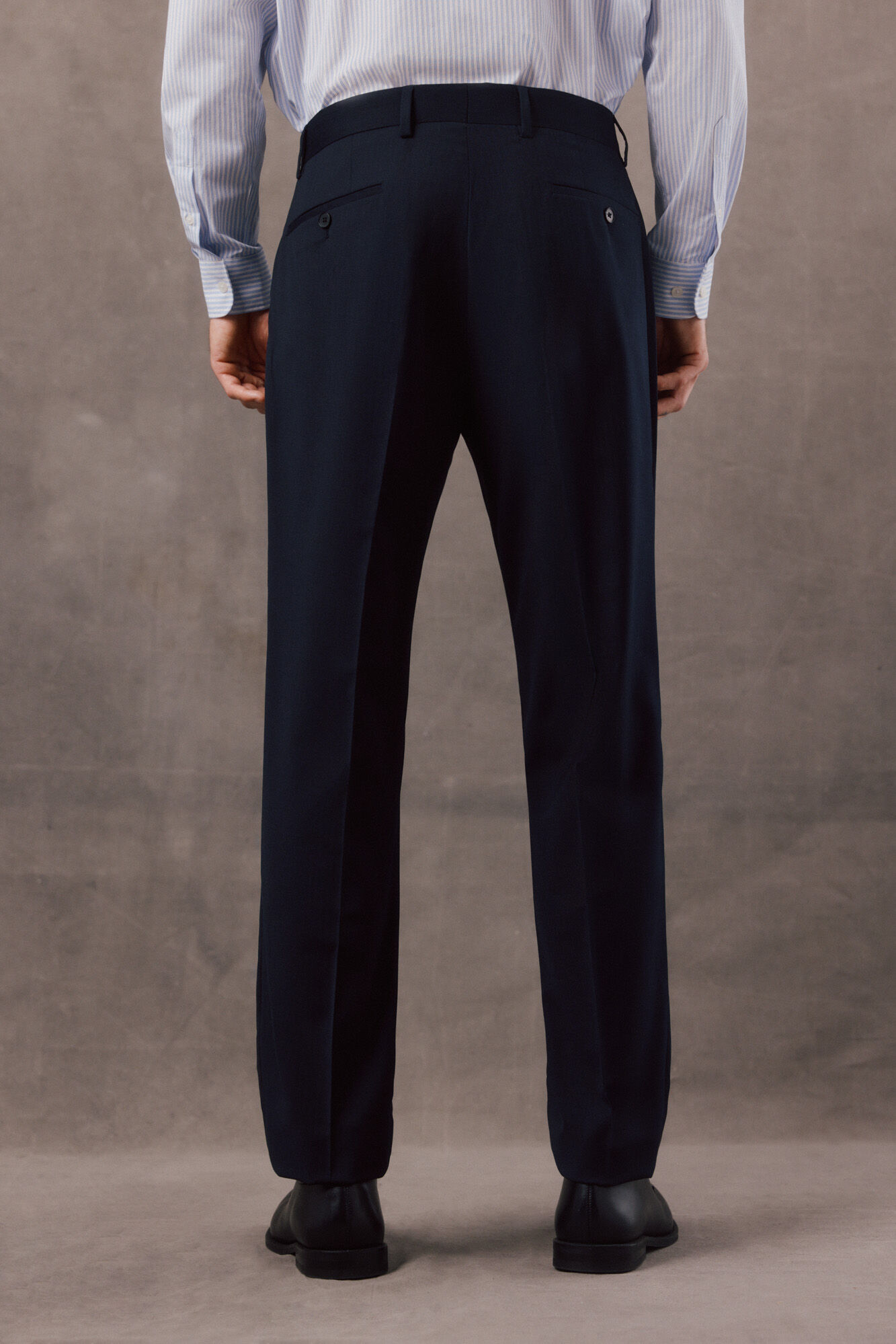 OOTO Navy herringbone tailored trousers Navy