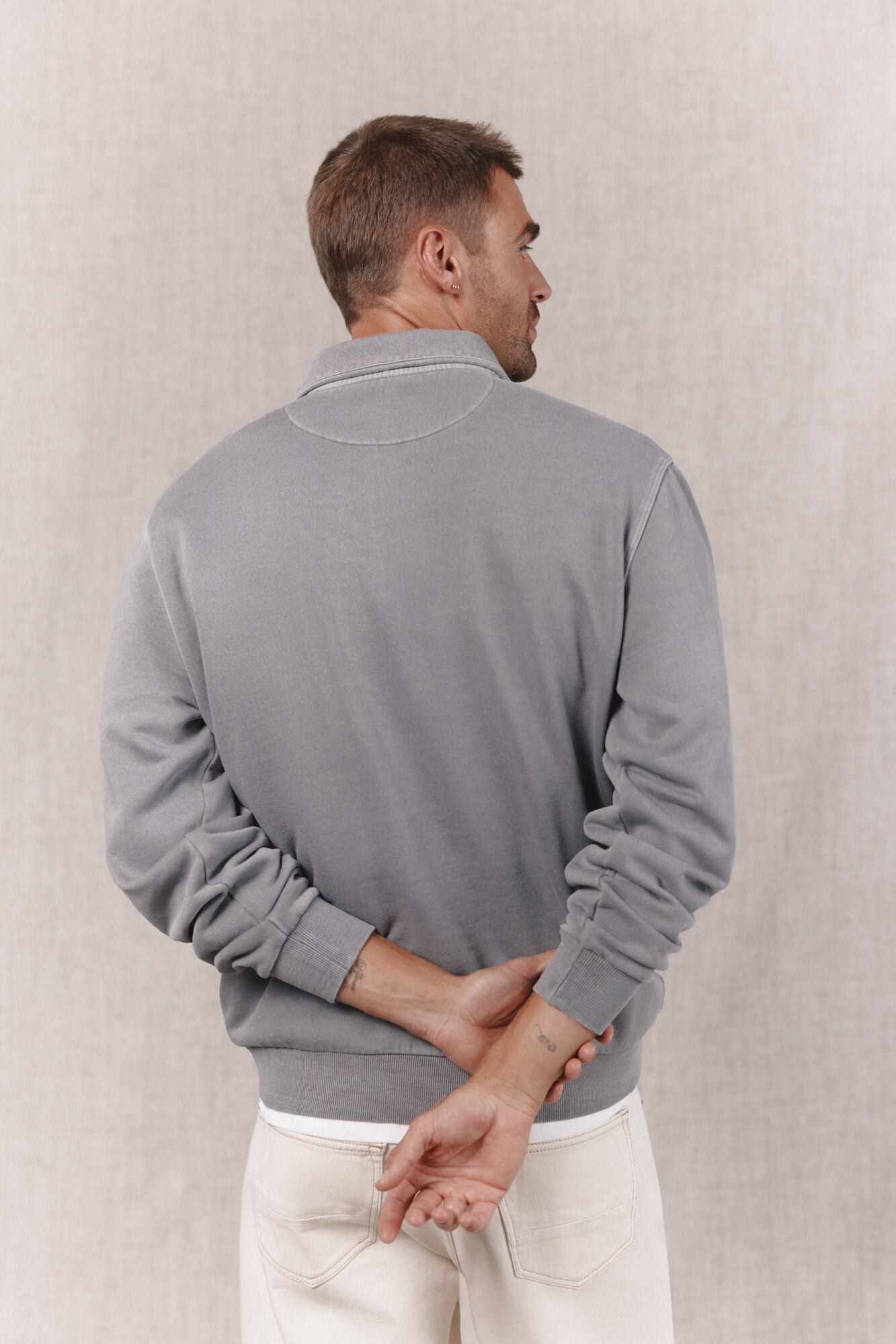 OOTO Sweatshirt gola com fecho-&eacute;clair Cinzento