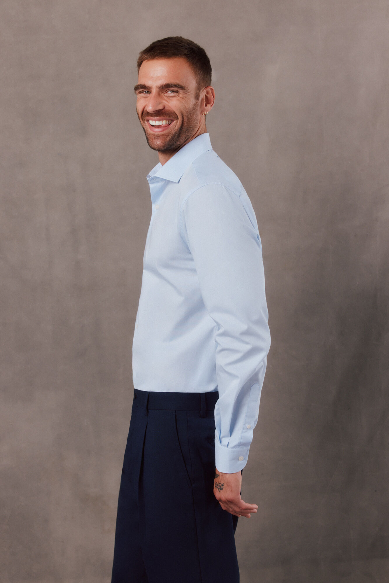 OOTO Camisa aos quadrados Easy Iron Azul