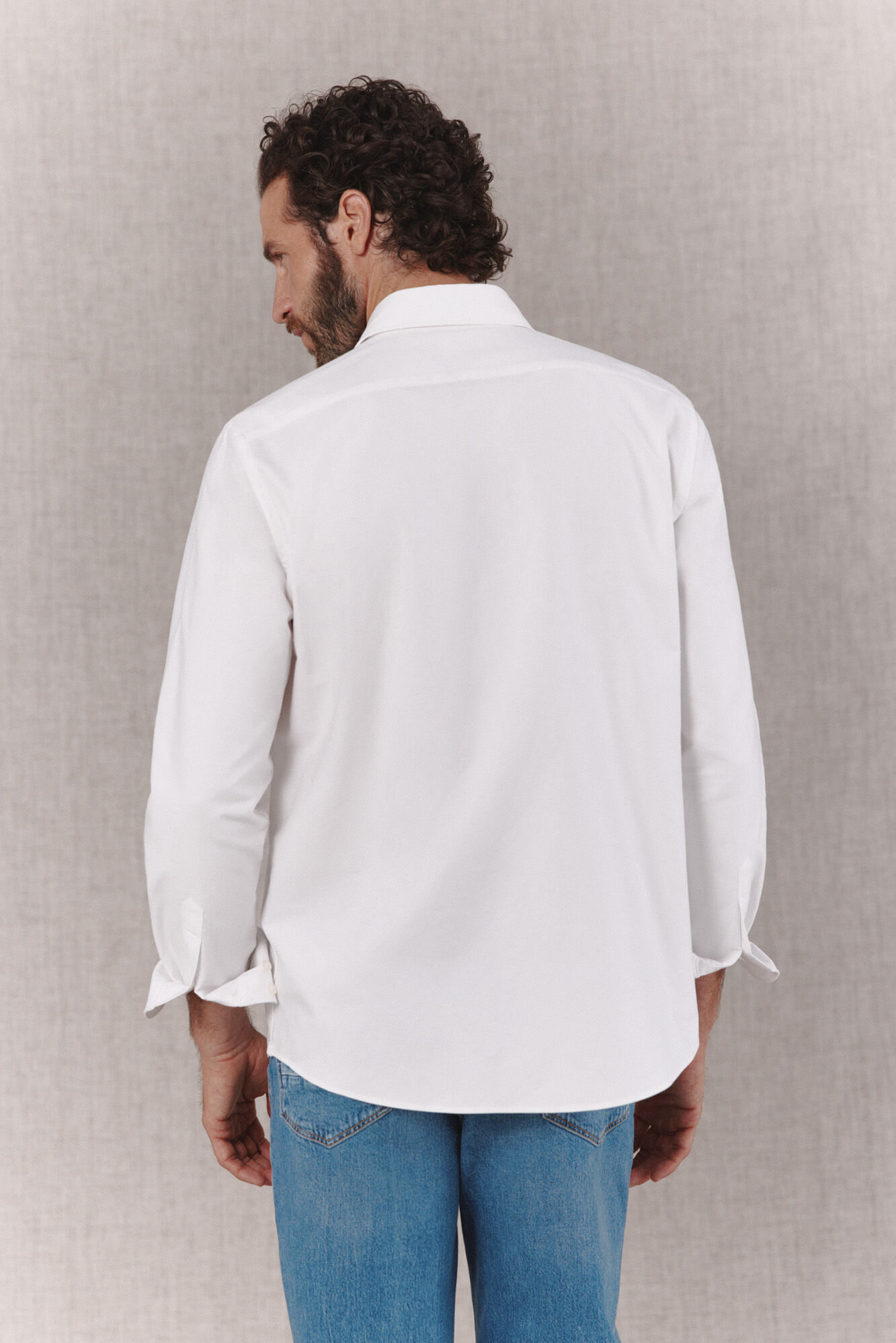 OOTO Camisa oxford lisa de manga comprida Branco