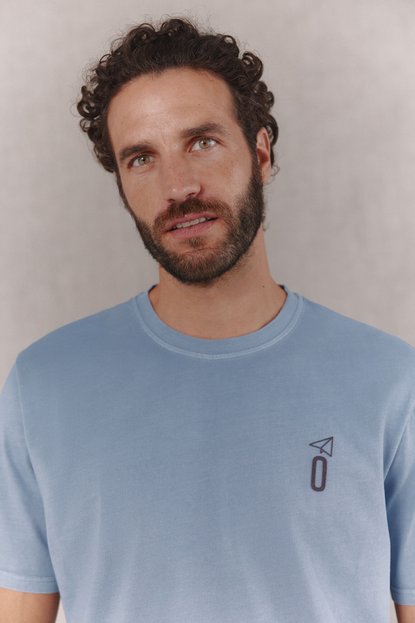 OOTO Washed basic T-shirt with print Blue