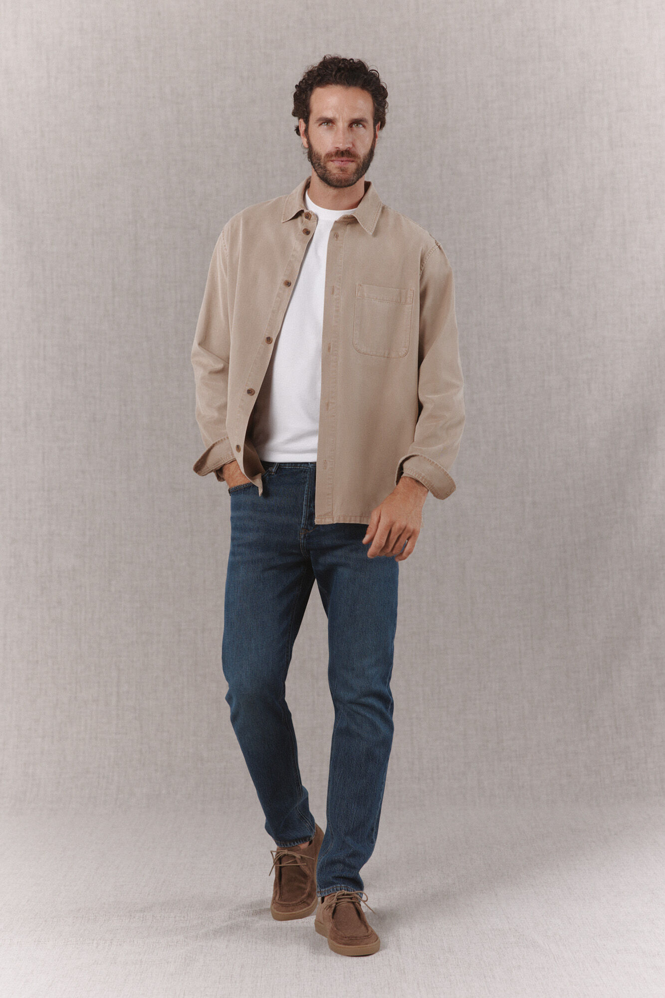 OOTO Sobrecamisa em tencel e algod&atilde;o