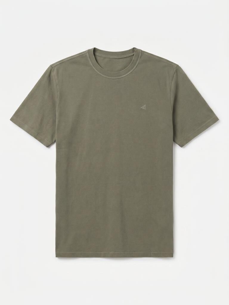 OOTO T-shirt b&aacute;sica lavagem desbotada com bordado avi&atilde;o Verde