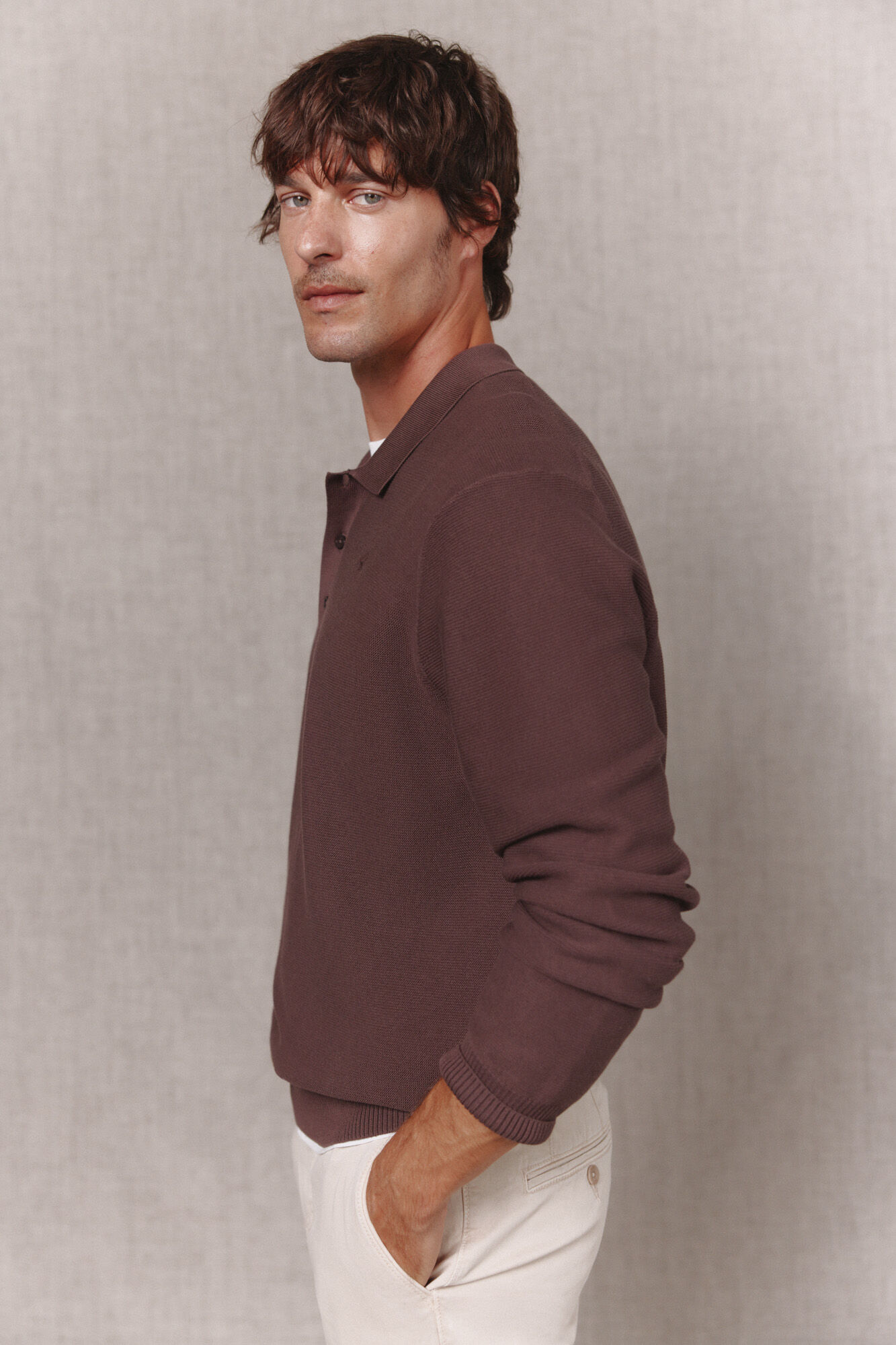 OOTO Cotton polo neck jumper Brown