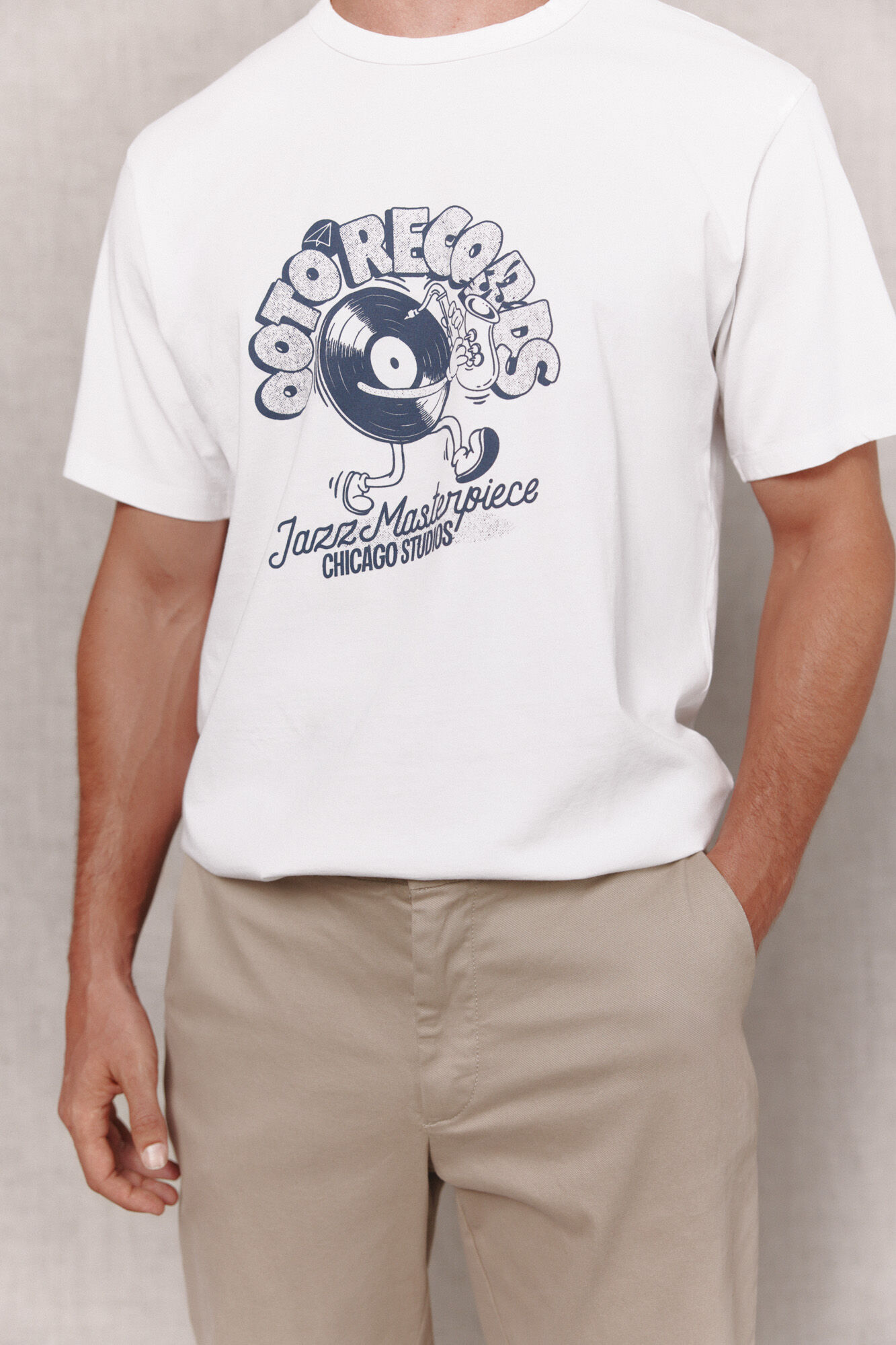 OOTO T-shirt gr&aacute;fica lavada Branco