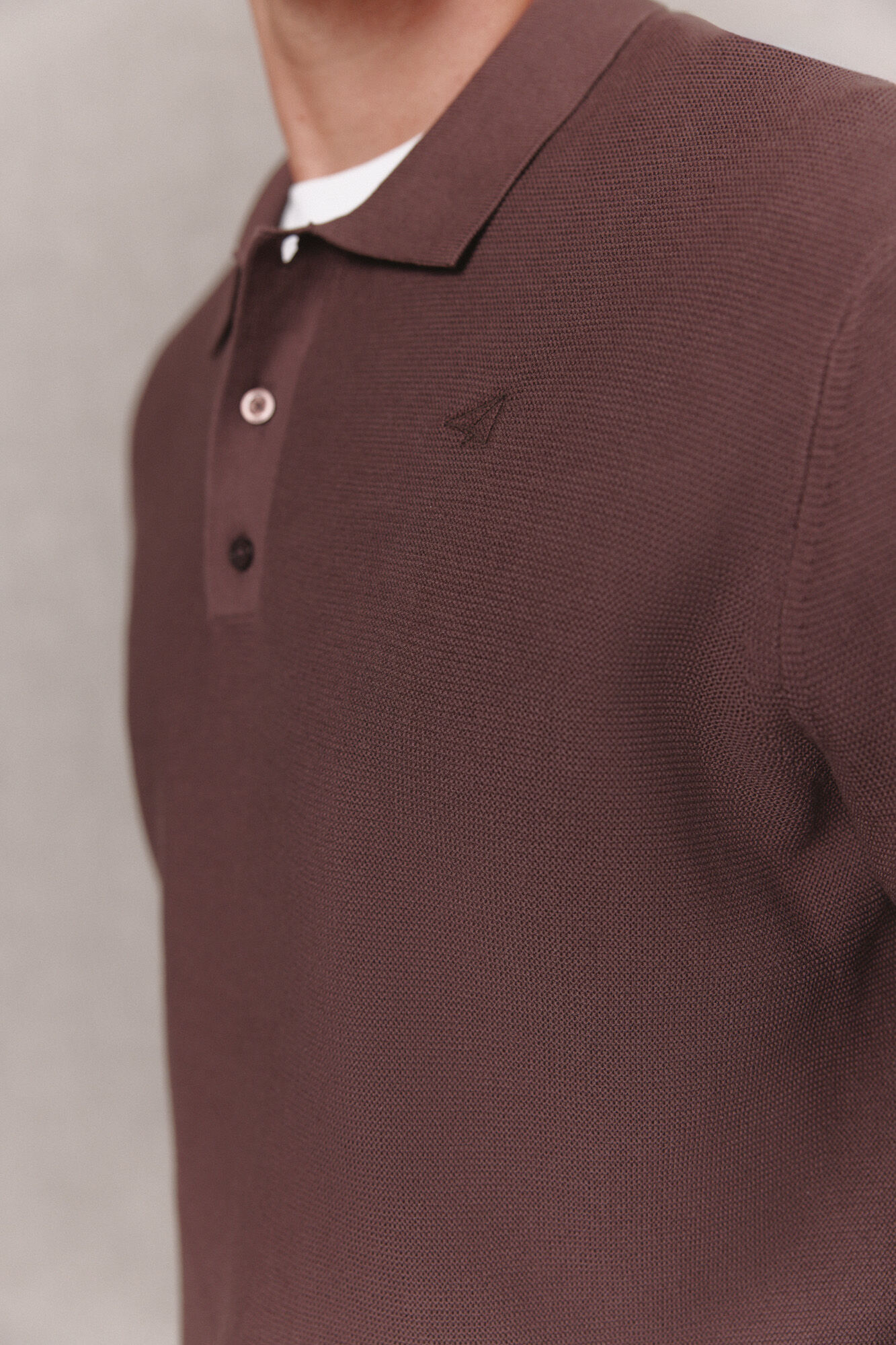 OOTO Cotton polo neck jumper Brown
