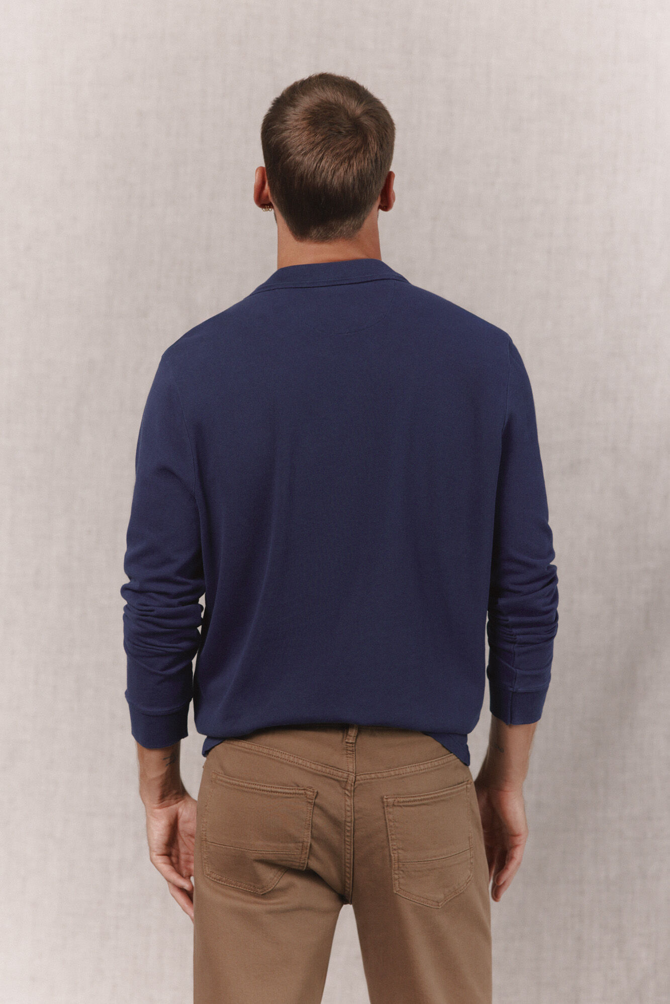 OOTO Piqu&eacute; long sleeve polo shirt Blue