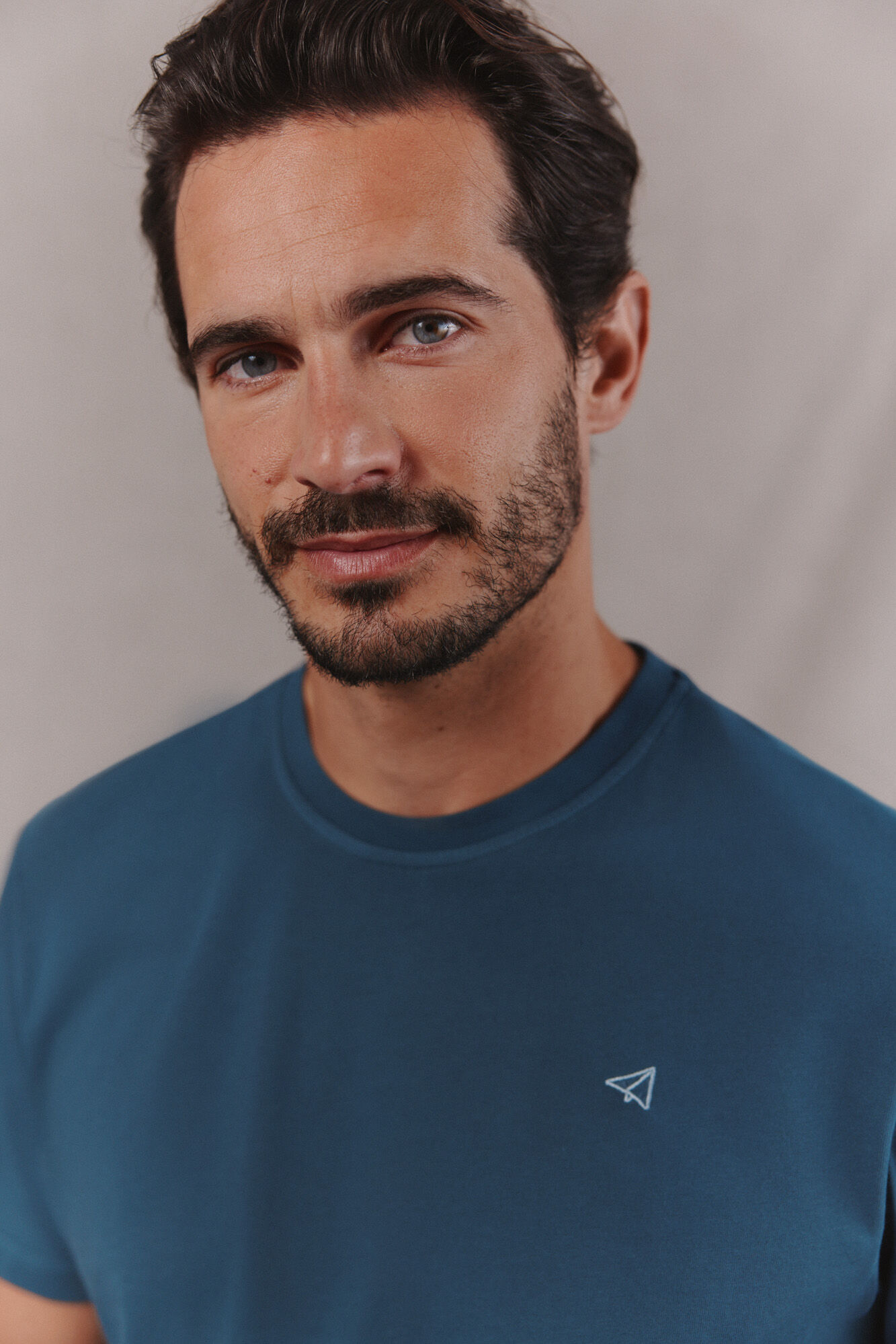OOTO T-shirt b&aacute;sica lavagem desbotada com bordado avi&atilde;o Azul