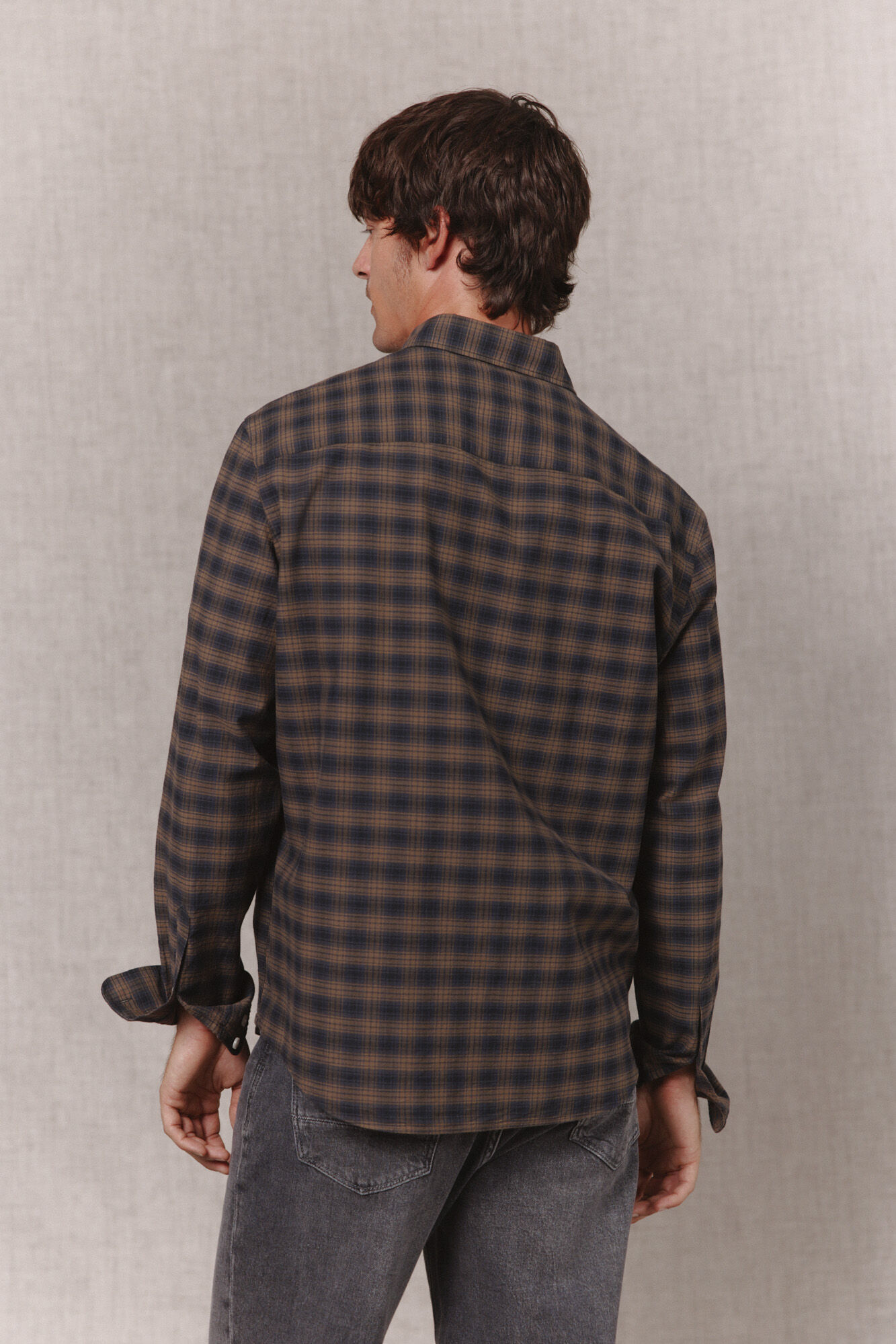 OOTO Plaid twill shirt Kaki