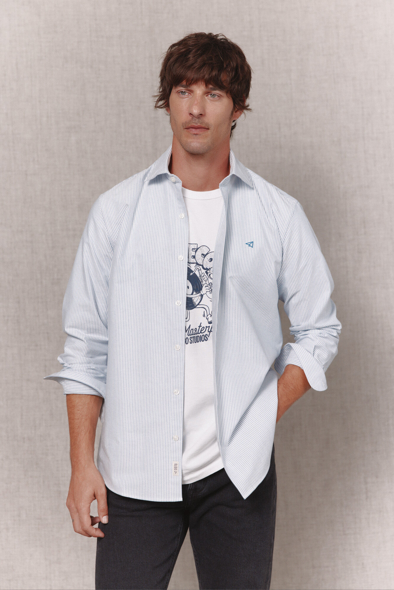 OOTO Camisa raya candela oxford manga larga