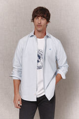 OOTO Camisa raya candela oxford manga larga Azul