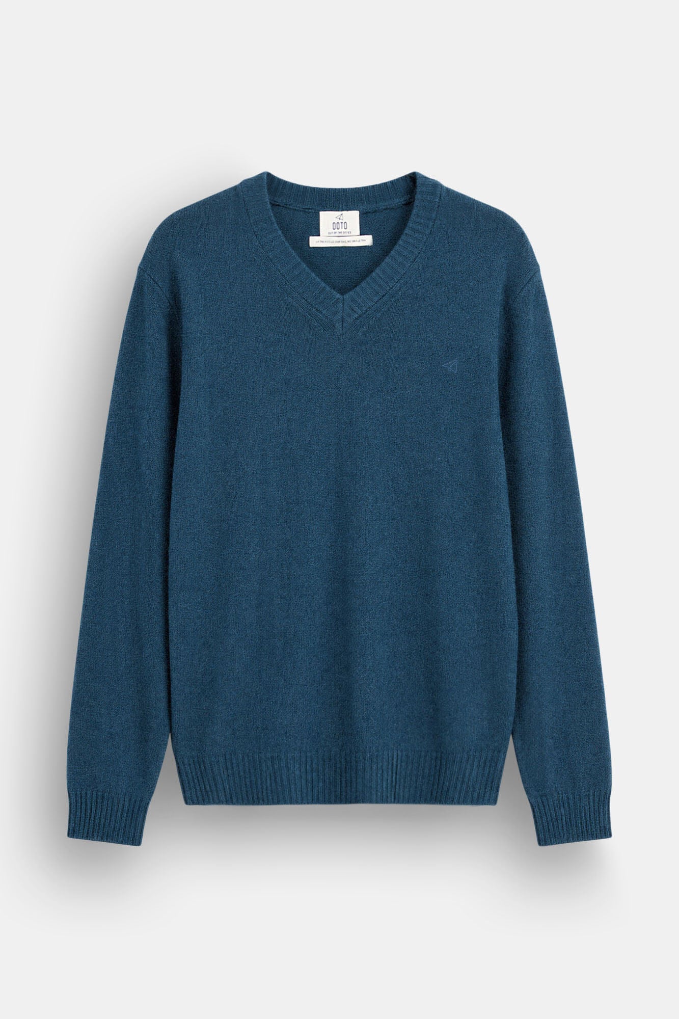 OOTO Jersey lana punto grueso cuello pico Azul