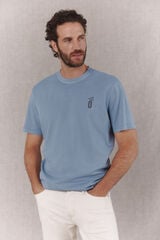 OOTO Washed basic T-shirt with print Blue