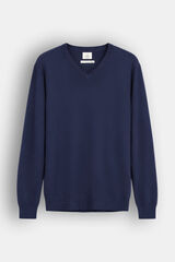 OOTO Basic cotton V-neck jumper Navy