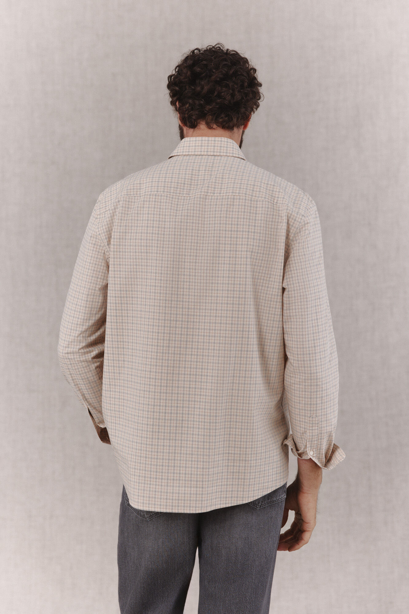 OOTO Plaid poplin long sleeve shirt Printed beige