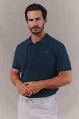 OOTO Washed piqu&eacute; polo shirt with embroidered plane Blue