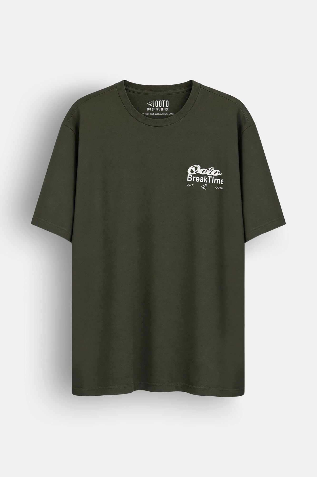 OOTO Camiseta gr&aacute;fica lavada Kaki