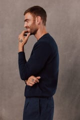 OOTO Jersey algod&oacute;n mercerizado cuello caja Azul marino