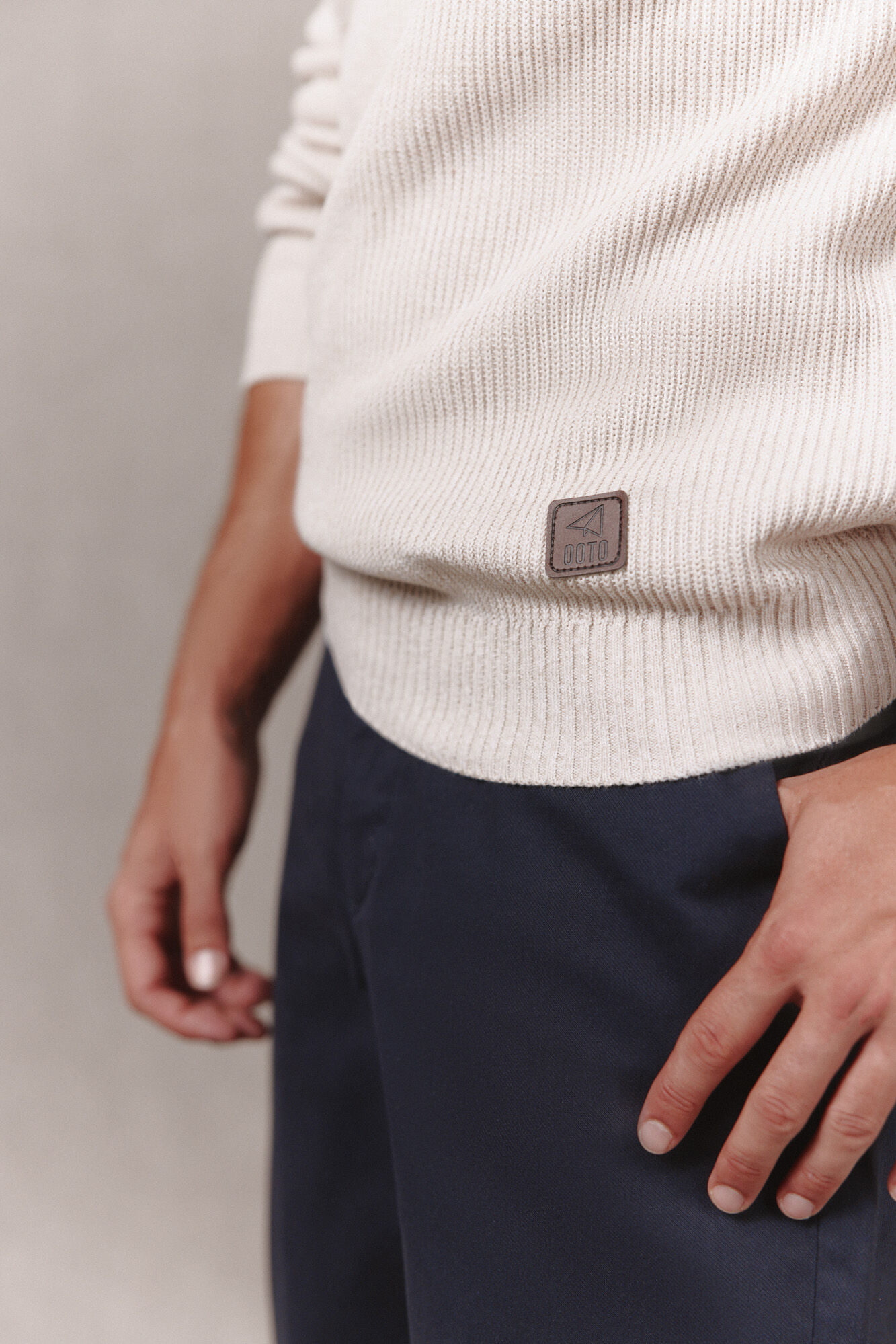 OOTO Jersey torzal cuello caja Beige