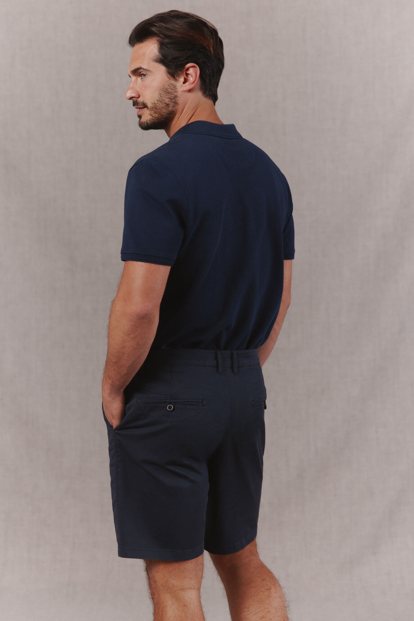 OOTO Washed piqu&eacute; polo shirt with embroidered plane Navy