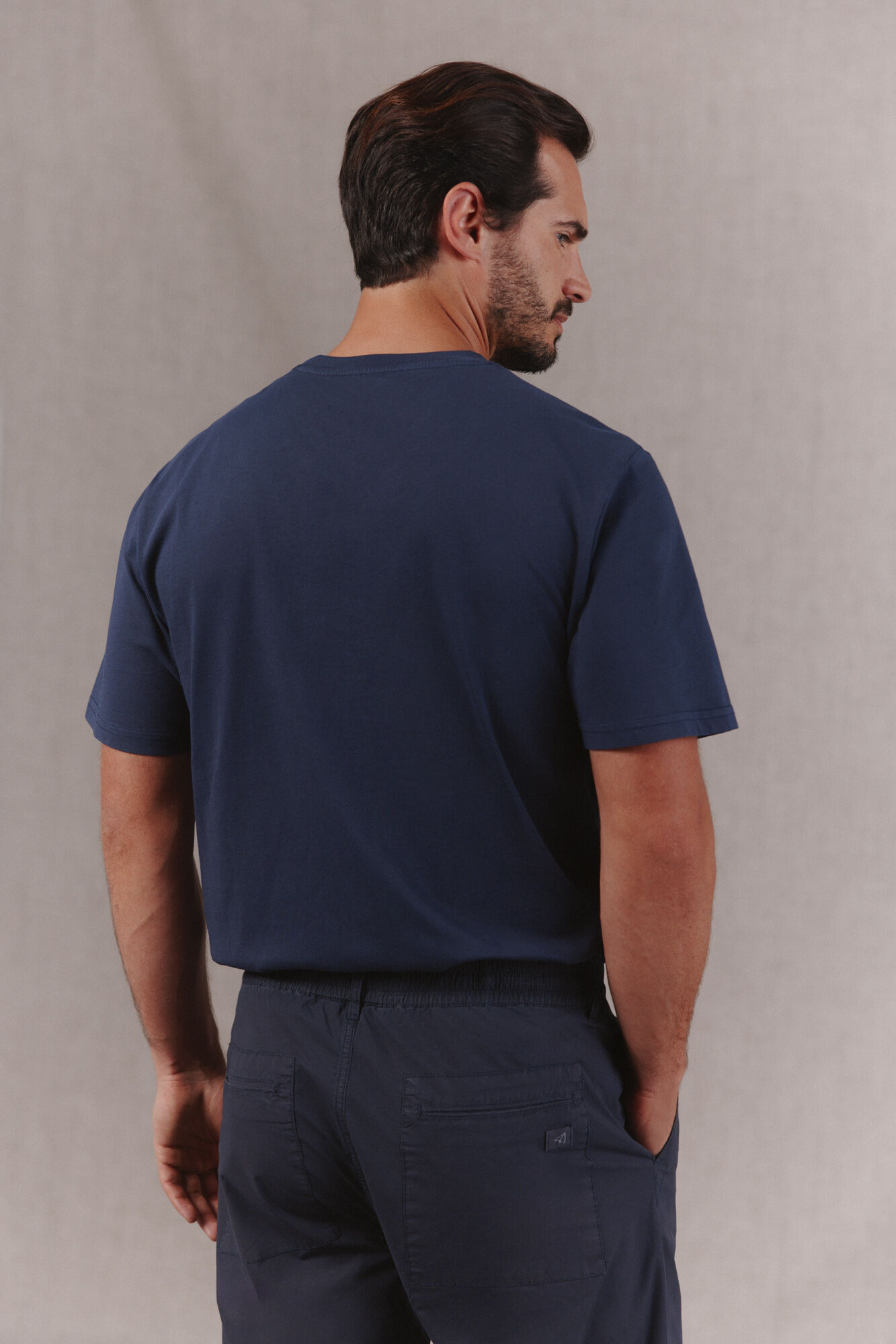 OOTO T-shirt b&aacute;sica lavagem desbotada com bordado avi&atilde;o Azul