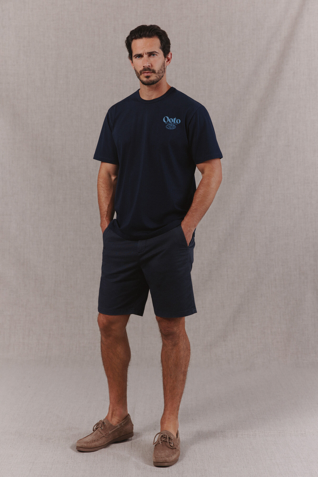 OOTO Washed logo T-shirt Navy