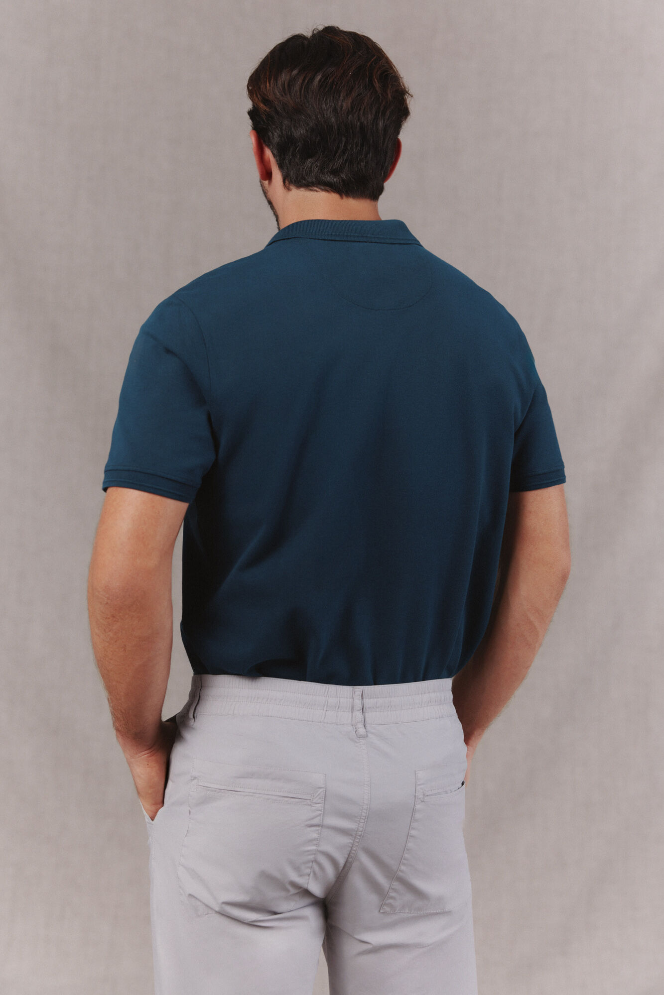 OOTO Washed piqu&eacute; polo shirt with embroidered plane Blue