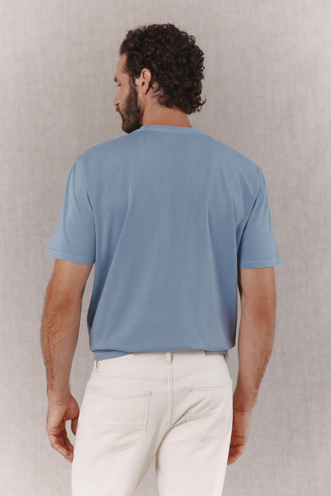 OOTO Washed basic T-shirt with print Blue