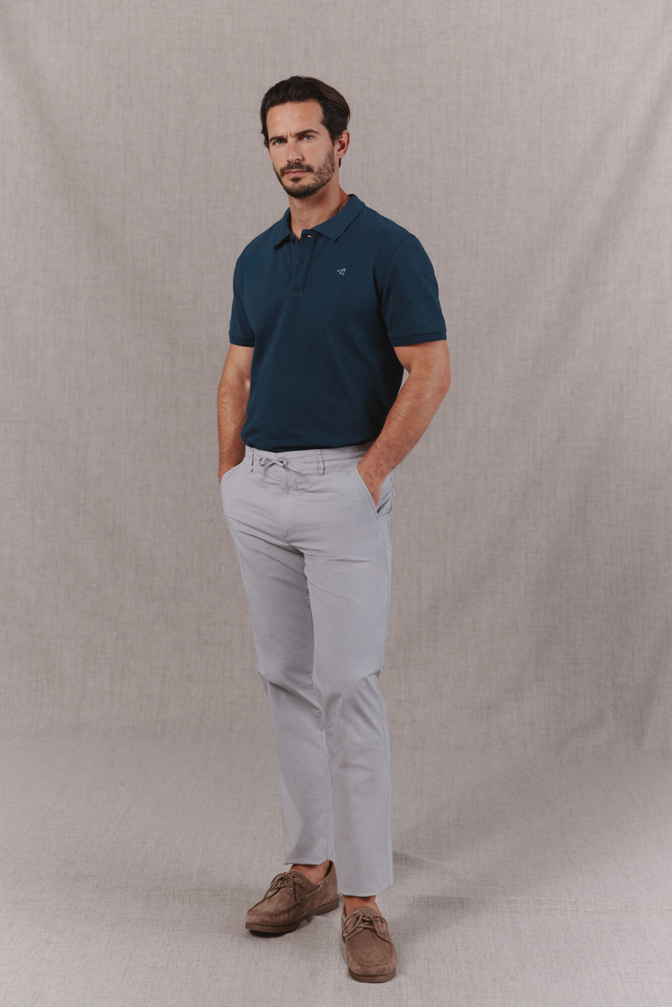 OOTO Washed piqu&eacute; polo shirt with embroidered plane