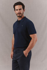 OOTO Washed piqu&eacute; polo shirt with embroidered plane Navy