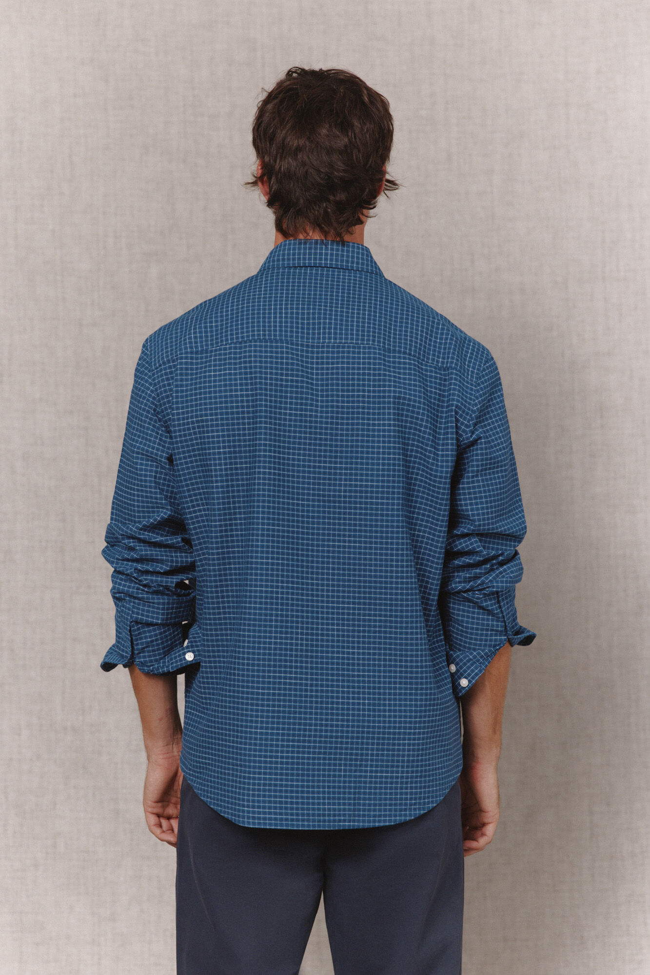 OOTO Plaid twill shirt Blue