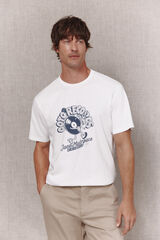 OOTO T-shirt gr&aacute;fica lavada Branco