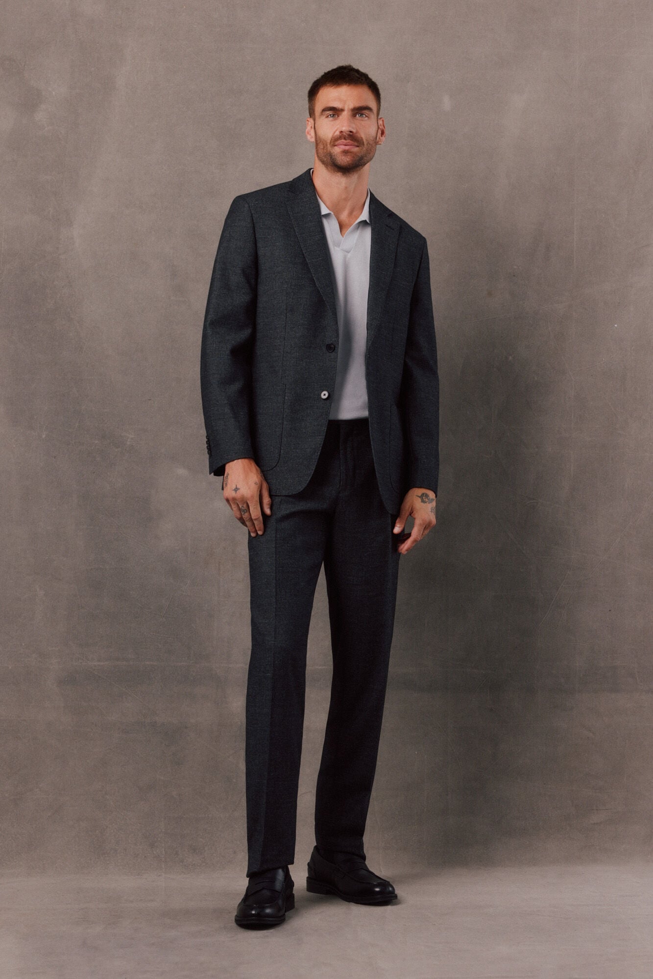 OOTO Americana traje franela gris
