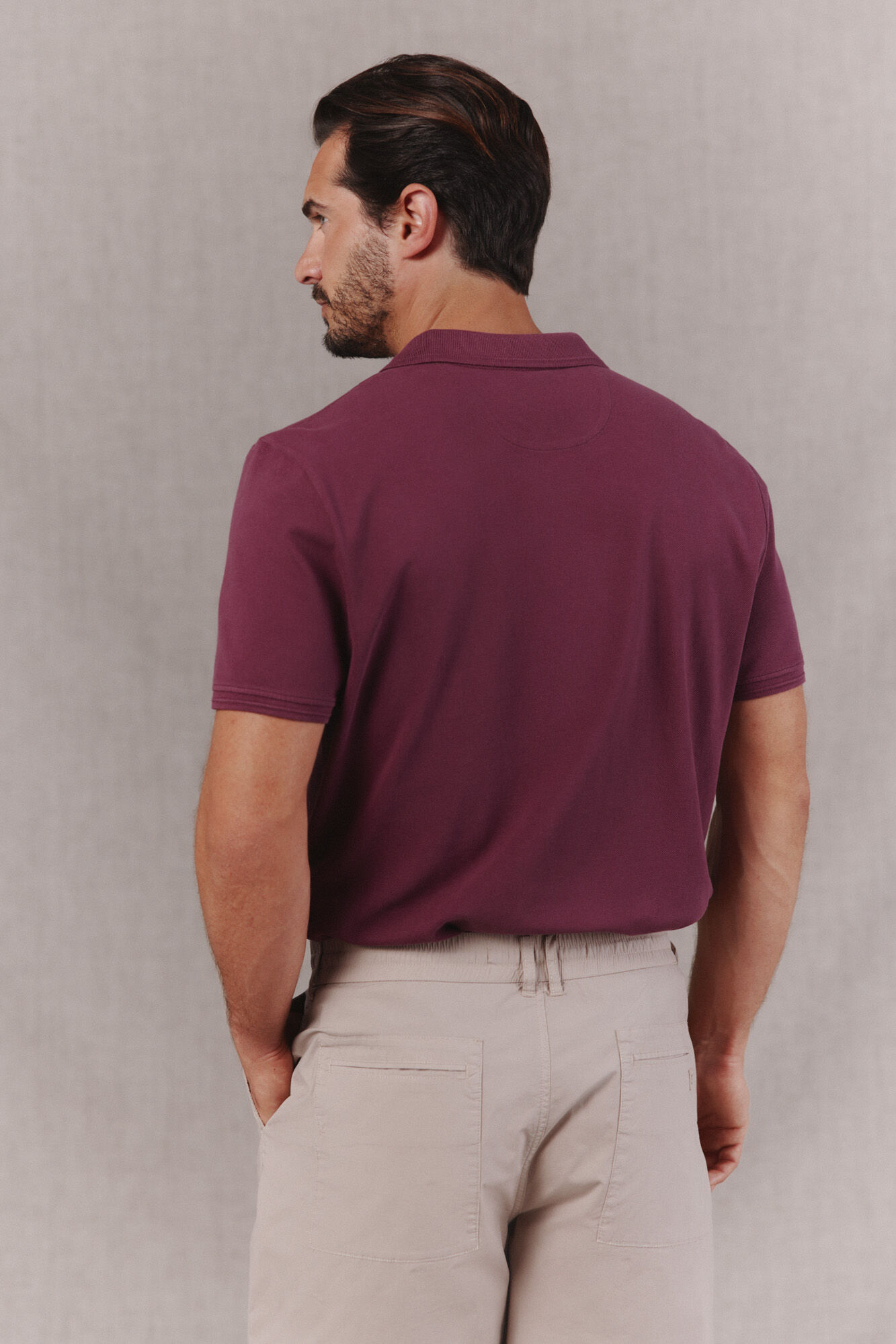 OOTO Washed piqu&eacute; polo shirt with embroidered plane Pink