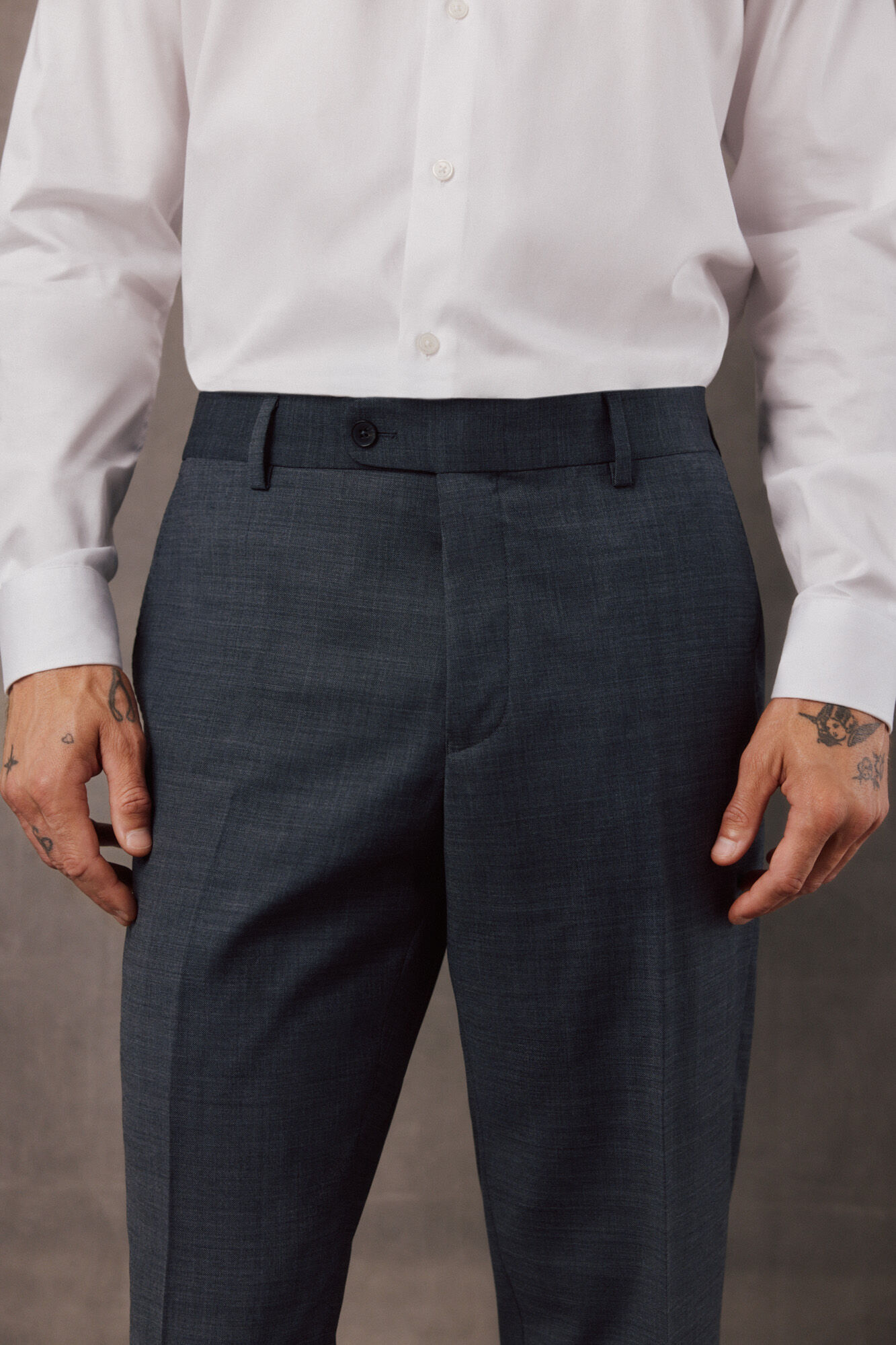 OOTO Grey serge suit trousers Dark grey