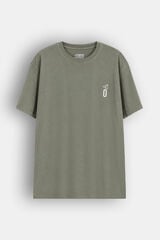 OOTO Camiseta b&aacute;sica lavada con estampado Kaki