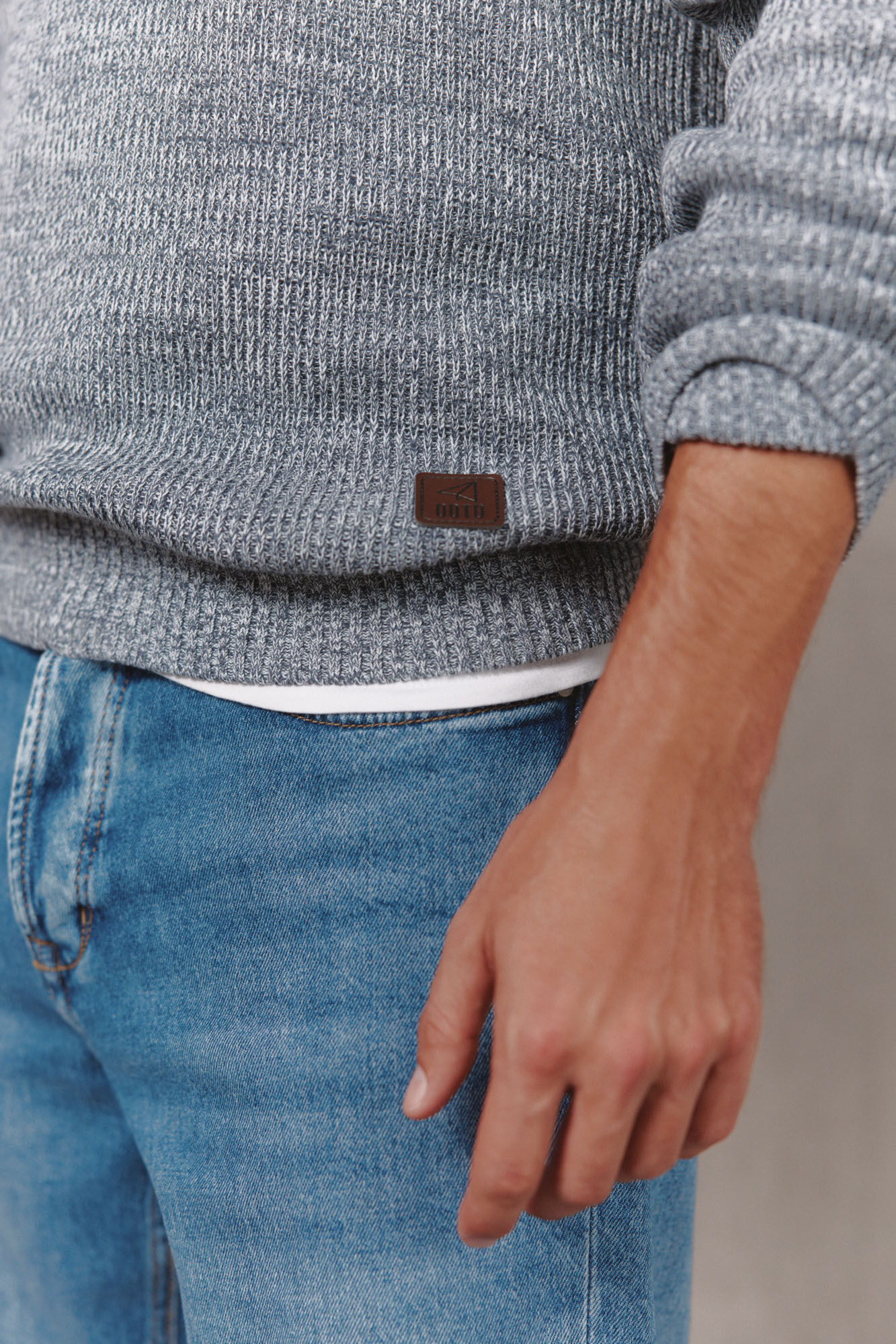 OOTO Jersey torzal cuello camionero Azul oscuro