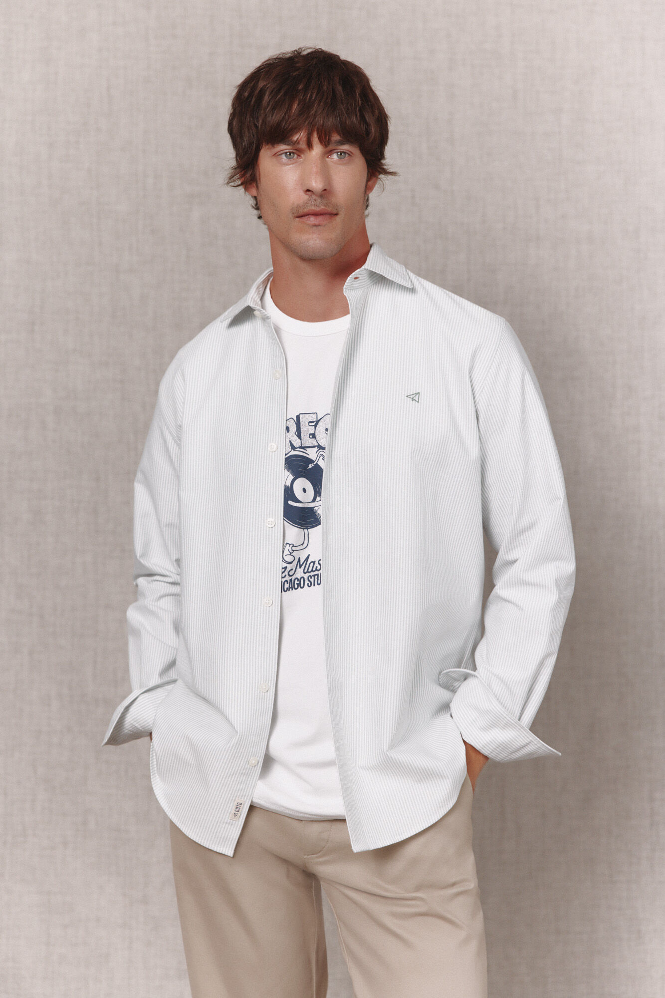 OOTO Camisa raya candela oxford manga larga